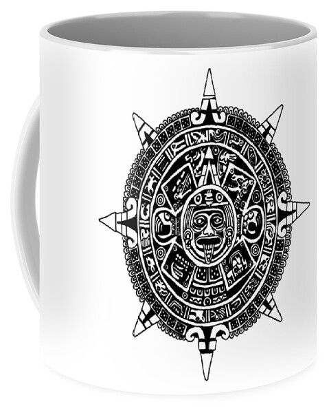 Aztec Coffee Mug featuring the digital art Aztecs Calendar by Piotr Dulski