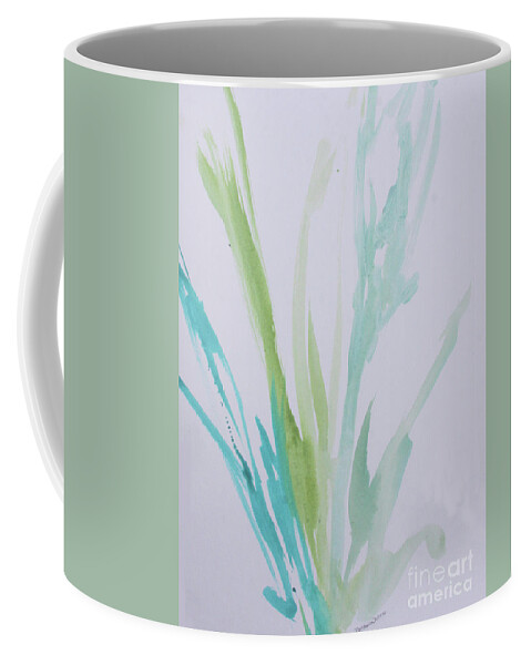 Azul Verdoso Coffee Mug featuring the painting Azul Verdoso Bamboo Rain by Robin Pedrero