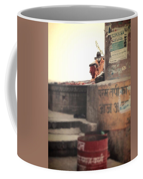 Varanassi Coffee Mug featuring the photograph Baba at the ghats by LeLa Becker