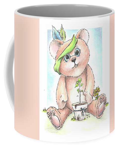 Baby Coffee Mug featuring the drawing Baby Bear by Pris Hardy