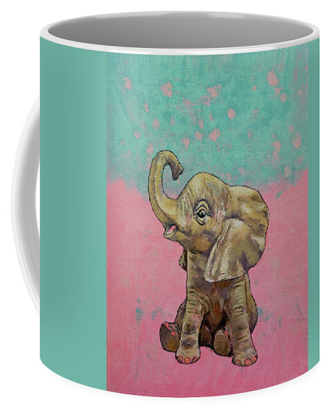 Boy Coffee Mug featuring the painting Baby Elephant by Michael Creese