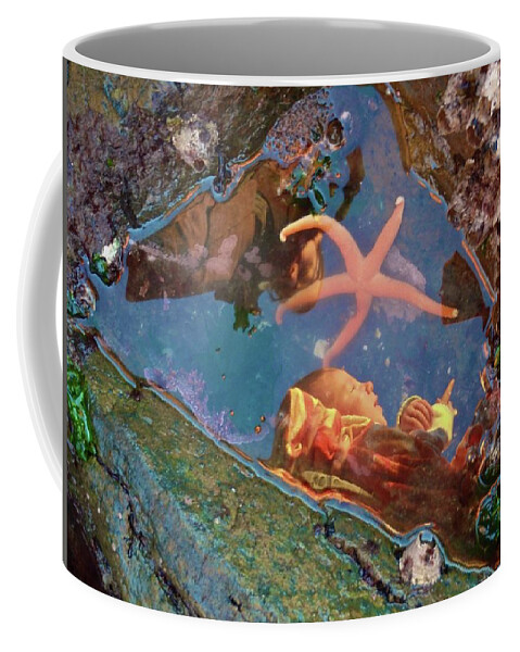  Coffee Mug featuring the photograph Baby Ellen May reflection with starfish by Leizel Grant