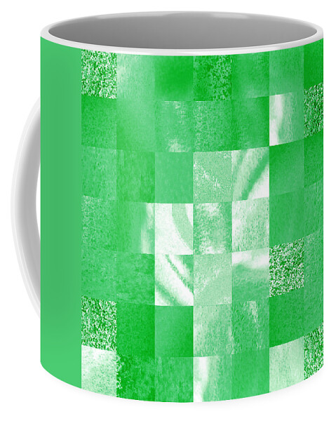 Green Coffee Mug featuring the painting Baby Green Marble Quilt II by Irina Sztukowski