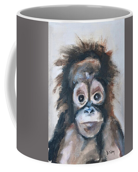 Orangutan Coffee Mug featuring the painting Baby Orangutan Safari Animal Painting by Donna Tuten