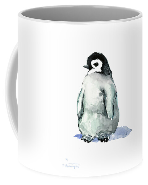 Penguin Coffee Mug featuring the painting Baby Penguin by Suren Nersisyan