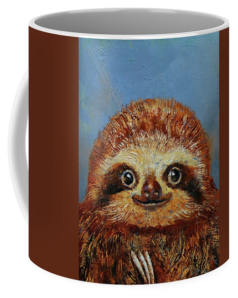 Fun Coffee Mug featuring the painting Baby Sloth by Michael Creese