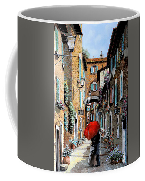 Street Scene Coffee Mug featuring the painting Ci Baciamo Nel Vicolo by Guido Borelli