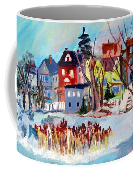Mohawk River Coffee Mug featuring the painting Backside of Schenectady Stockade in February by Betty Pieper