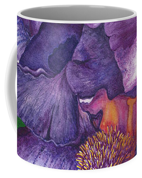 Iris Coffee Mug featuring the painting Backyard Beauty by Lori Taylor