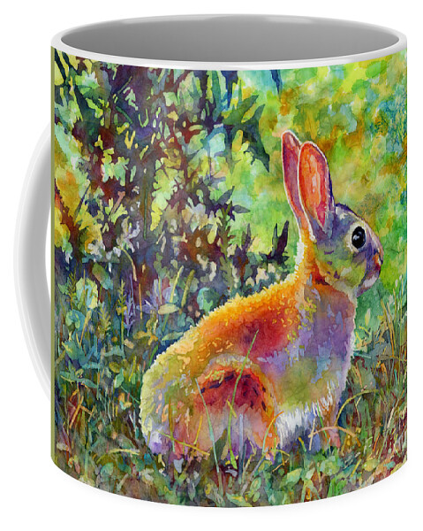 Bunny Coffee Mug featuring the painting Backyard Bunny by Hailey E Herrera