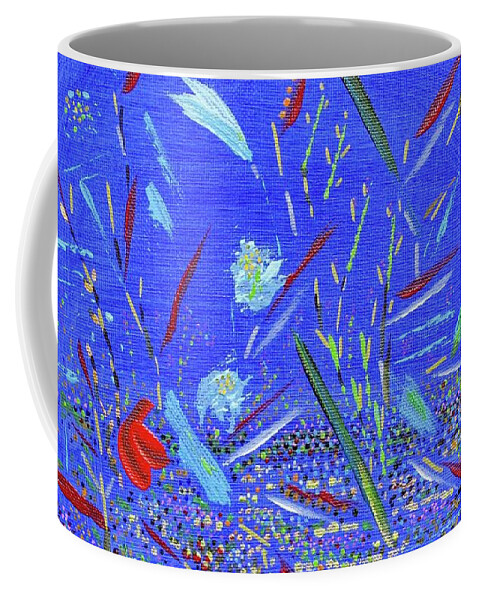 Blue Coffee Mug featuring the painting Backyard Party by Corinne Carroll