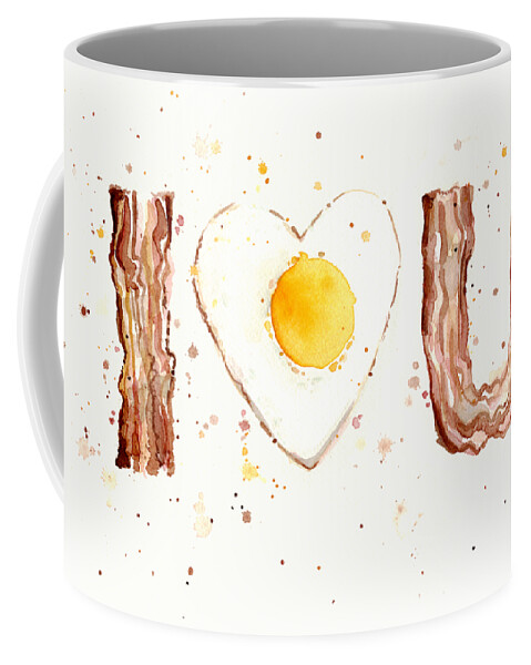 Bacon Coffee Mug featuring the painting Bacon and Egg LOVE by Olga Shvartsur