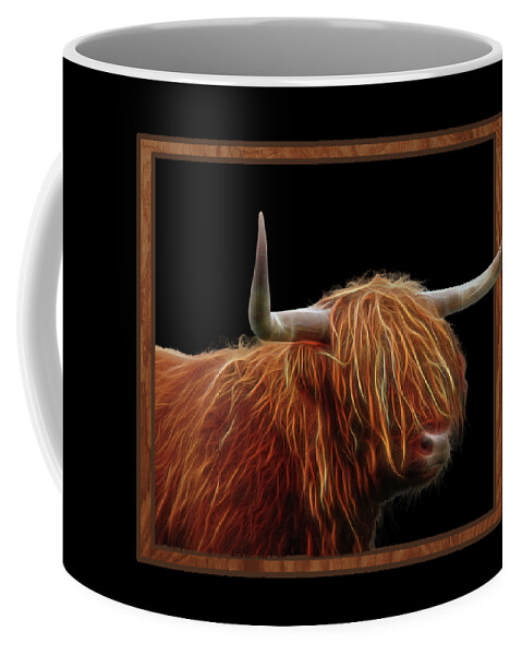 Highland Cow Coffee Mug featuring the photograph Bad Hair Day - Highland Cow - On Black by Gill Billington