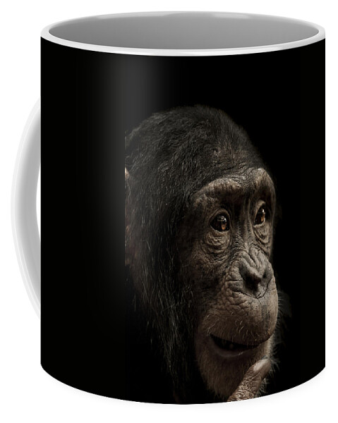 Chimpanzee Coffee Mug featuring the photograph Baffled by Paul Neville