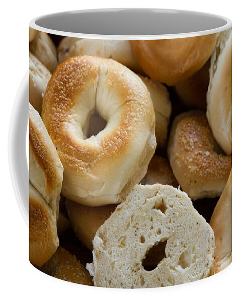 Food Coffee Mug featuring the photograph Bagels 1 by Michael Fryd