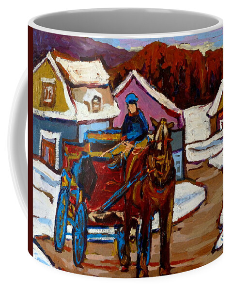 Quebec Coffee Mug featuring the painting Baie Saint Paul Quebec Country Scene by Carole Spandau