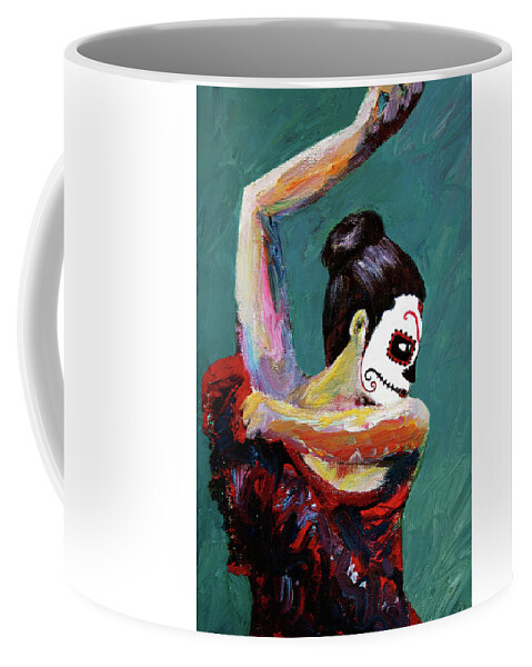 Woman Coffee Mug featuring the painting Bailan de los Muertos by Frank Botello