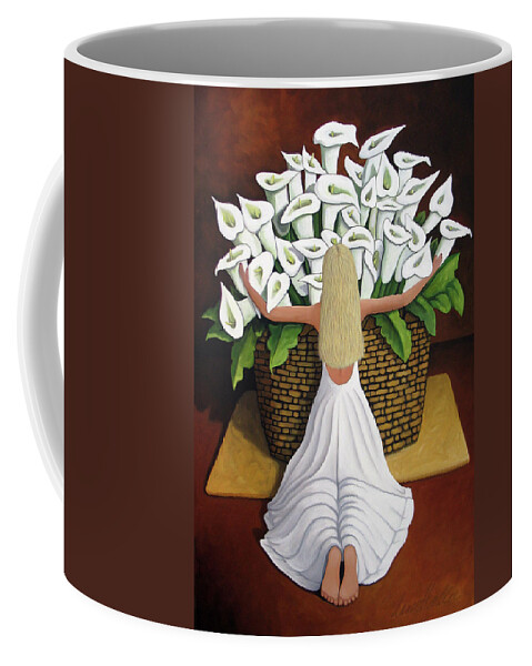 Garden Coffee Mug featuring the painting BaileyRae Lilies by Lance Headlee