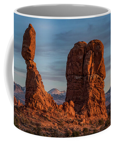 Arches National Park Coffee Mug featuring the photograph Balanced Rock Sunset by Dan Norris