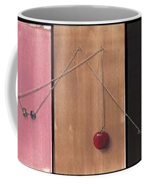 Marbles Hanging By String/tape/nails Coffee Mug featuring the painting Balanced Temptation by Roger Calle