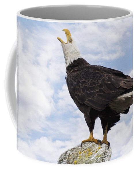 Speak Your Voice Coffee Mug featuring the painting Bald Eagle Art - Speak Your Voice by Jordan Blackstone