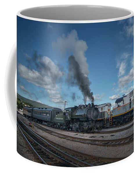Railroad Tracks Coffee Mug featuring the photograph Baldwin Locomotive Works 26 at Steamtown PA 1 by Jim Pearson