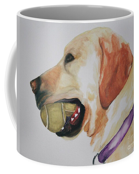 Yellow Lab Coffee Mug featuring the painting Ball Boy by Susan Herber
