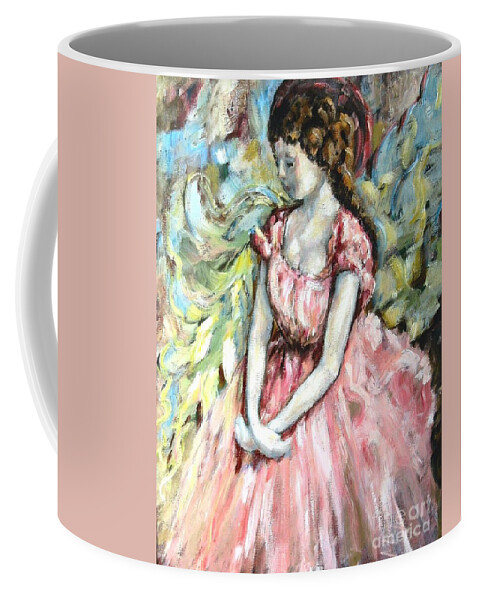 Angel Coffee Mug featuring the painting Ballerina Angel by Carrie Joy Byrnes