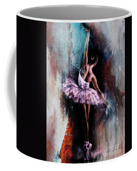 Ballerina Coffee Mug featuring the painting Ballerina Dance art 10087 by Gull G