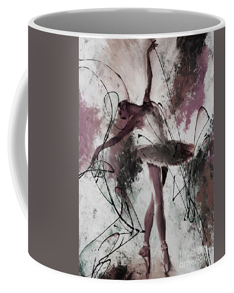Ballerina Coffee Mug featuring the painting Ballerina Dance painting 0032 by Gull G