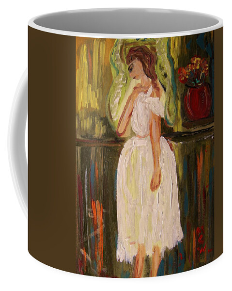 Acrylic Coffee Mug featuring the painting Ballerina Preparation by Mary Carol Williams