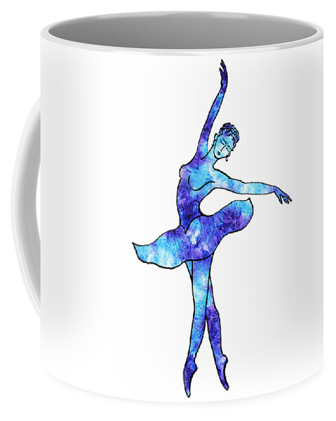 Ballerina Coffee Mug featuring the painting Ballerina Silhouette Blue Frost Dance by Irina Sztukowski