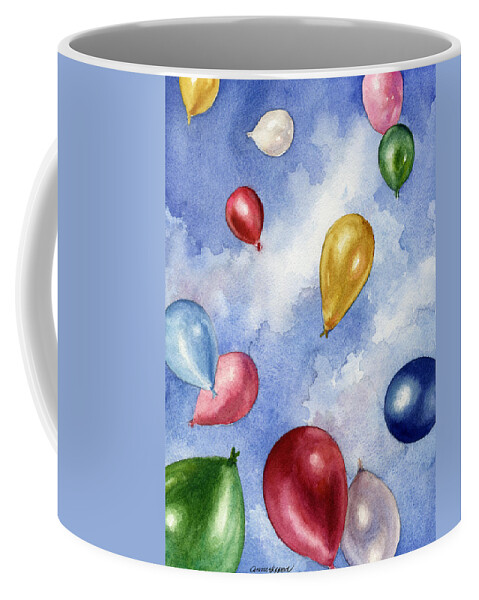 Balloons Painting Coffee Mug featuring the painting Balloons in Flight by Anne Gifford