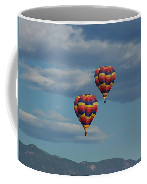 Balloons Coffee Mug featuring the photograph Balloons over the Rockies by Ernest Echols
