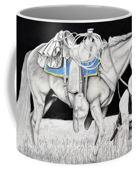 Horses Coffee Mug featuring the mixed media Bandit Hunt by John Huntsman