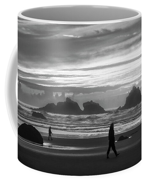 Beach Coffee Mug featuring the photograph Bandon Beachcombers by Steven Clark