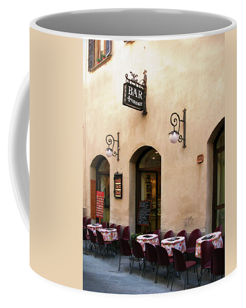 Street View Coffee Mug featuring the photograph Bar Firenze, San Gimignano, Tuscany Italy by Lily Malor