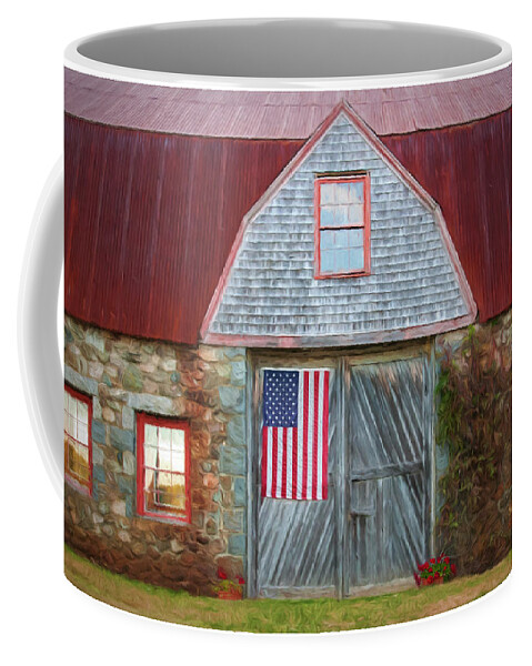 American Flag Coffee Mug featuring the photograph Bar Harbor Barn by Peggy Dietz