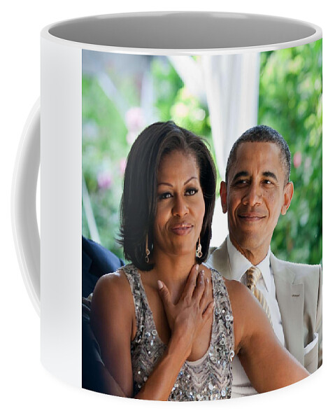 Obama Coffee Mug featuring the painting Barack and Michelle Obama 1 by Celestial Images