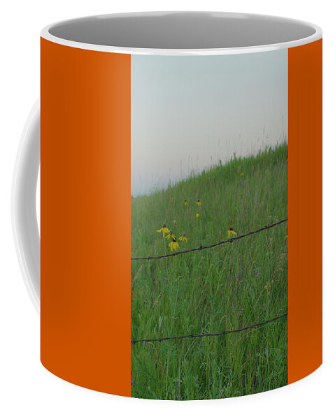 Barbwire Coffee Mug featuring the photograph Barb Wire Prairie by Troy Stapek