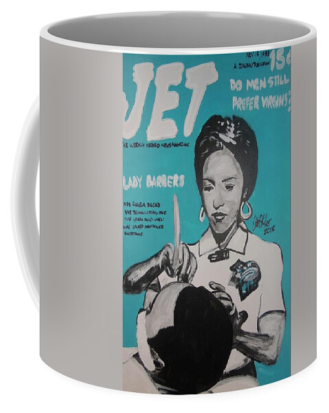 Jet Magazine Coffee Mug featuring the painting Barber Shortage by Antonio Moore