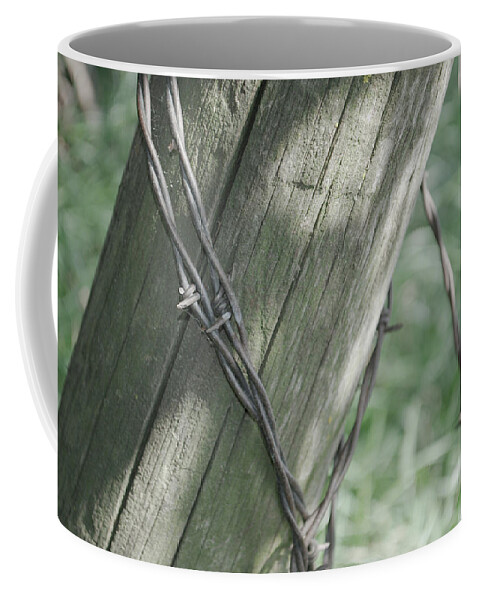 Barbwire Coffee Mug featuring the photograph Barbwire Shadow by Troy Stapek