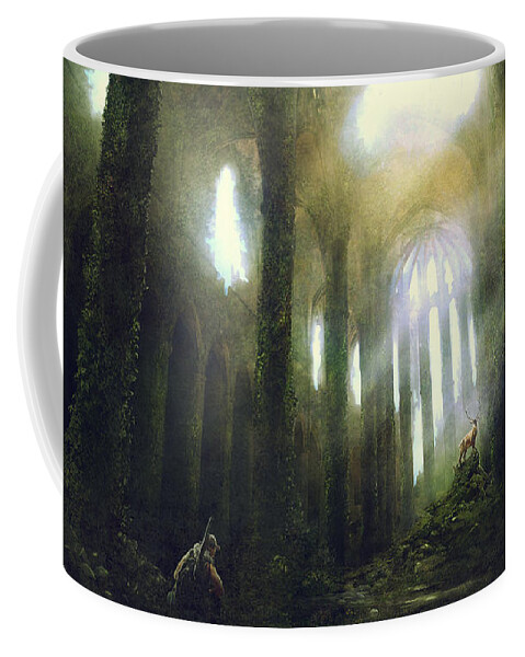Sciencie Fiction Coffee Mug featuring the painting Barcelona Aftermath Santa Maria del Mar by Guillem H Pongiluppi