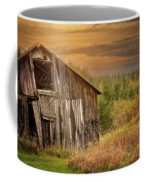 Old Barn Print Coffee Mug featuring the photograph Barn at Sunset Print by Gwen Gibson