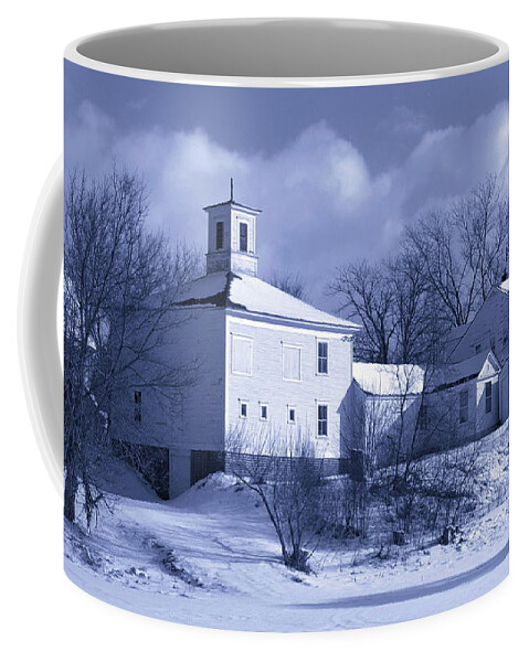 Blue Coffee Mug featuring the photograph Barn in Winter Blue by Harry Moulton