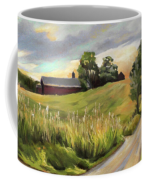 West Newbury Vermont Coffee Mug featuring the painting Barn on the Ridge in West Newbury Vermont by Nancy Griswold