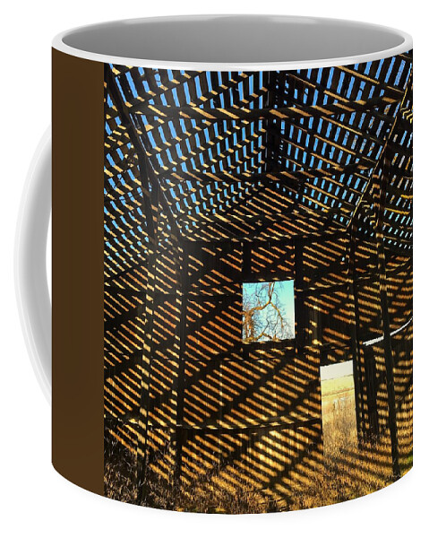 Barn Coffee Mug featuring the photograph Barn Rafter Shadows by Jerry Abbott