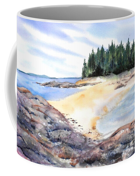 Maine Coffee Mug featuring the painting Barred Island Sandbar by Diane Kirk