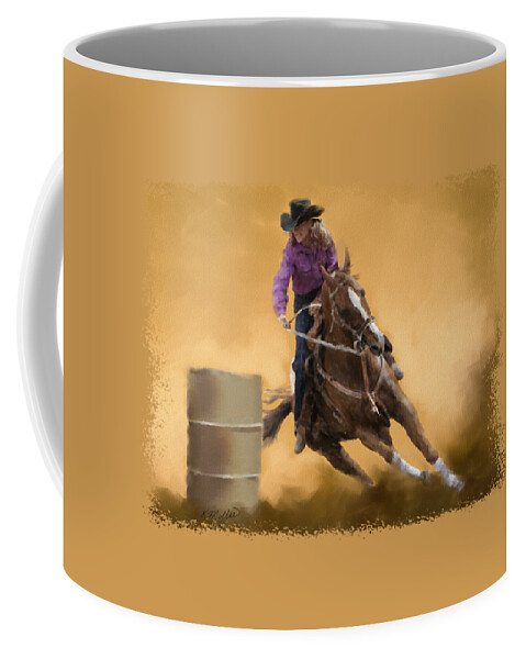 Rodeo Coffee Mug featuring the pastel Barrel Racing by Kathie Miller