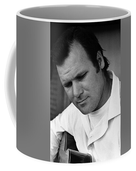 Barry Sadler 1 With Guitar Tucson Arizona 1971 Coffee Mug featuring the photograph Barry Sadler 1 with guitar Tucson Arizona 1971 by David Lee Guss